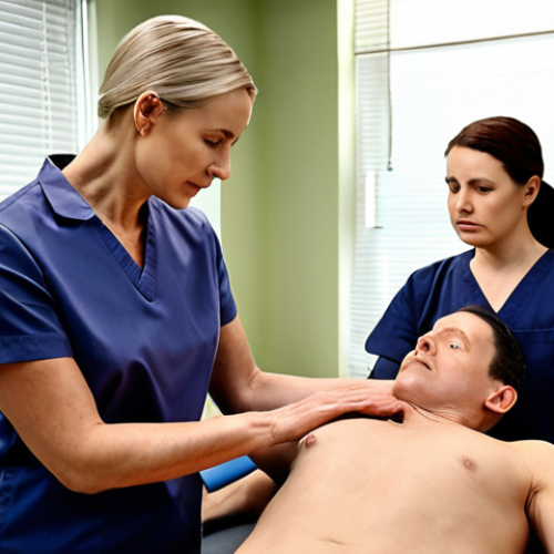 **Image Prompt:** A skilled physical therapist specializing in stroke rehabilitation, gently guiding a patient through exercises. Focus on empathy and clear communication, showcasing a modern rehabilitation clinic setting with advanced equipment.