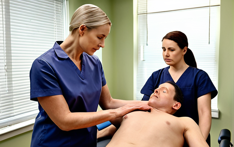 **Image Prompt:** A skilled physical therapist specializing in stroke rehabilitation, gently guiding a patient through exercises. Focus on empathy and clear communication, showcasing a modern rehabilitation clinic setting with advanced equipment.